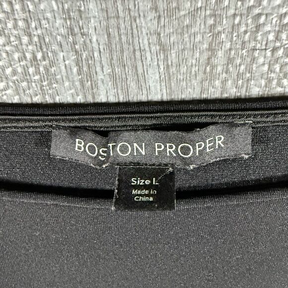 BOSTON PROPER Large Black Peplum Top Blouse Sleeveless - Picture 3 of 6